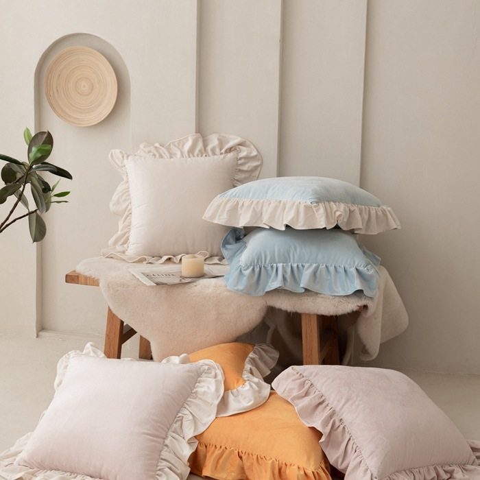 粉色方形沙发抱枕套客厅轻奢高级感床上花边靠枕法式靠背垫不含芯,淘宝优惠券,粉丝福利购,淘宝优惠卷