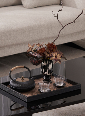 新中式茶楼茶叶店休息区圆桌布置