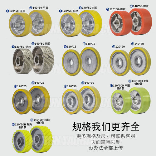 单键槽木工四面刨胶轮配件送料轮压料轮聚氨酯包胶辊轮平面斜纹轮 - 图0