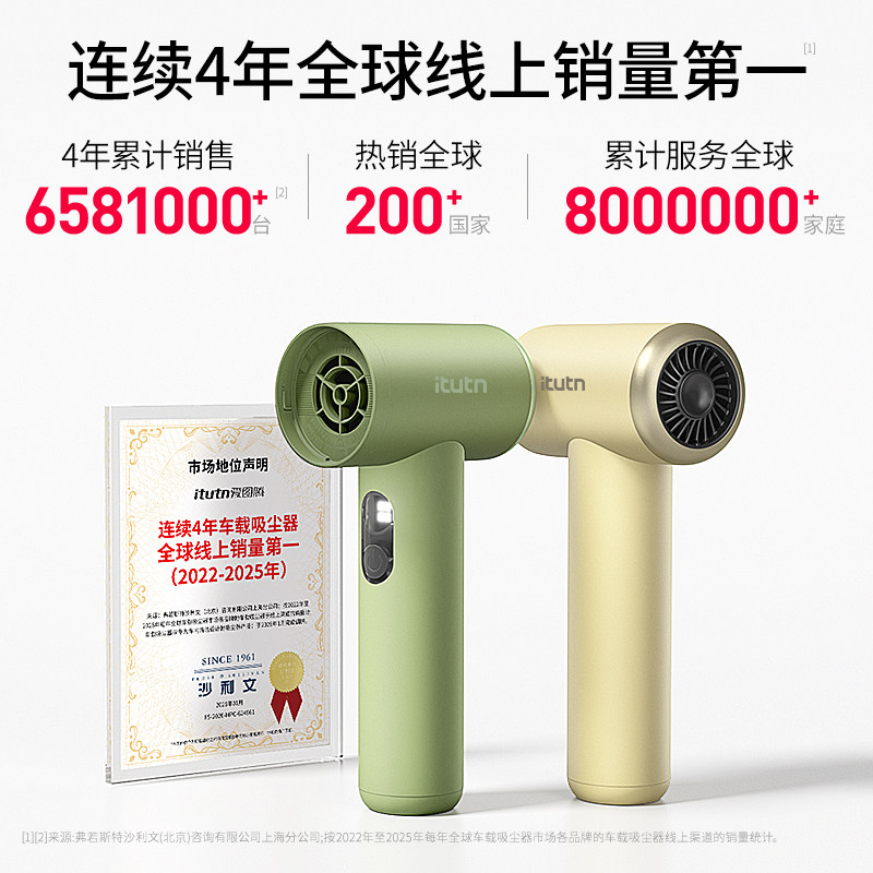 itutn爱图腾车载吸尘器车用L8家用无线小型手持迷你吹吸机大吸力