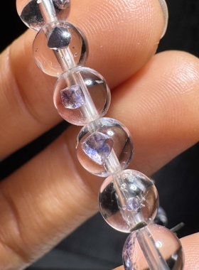 稀有蓝莹石包裹体水晶手串女收藏级水晶手链饰品