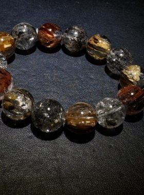 精品天然骸骨手链男女款红泥骸骨黄泥水晶