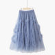 Autumn and winter retro sweet solid color fairy with irregular large swing, beautiful and slim lace mesh skirt