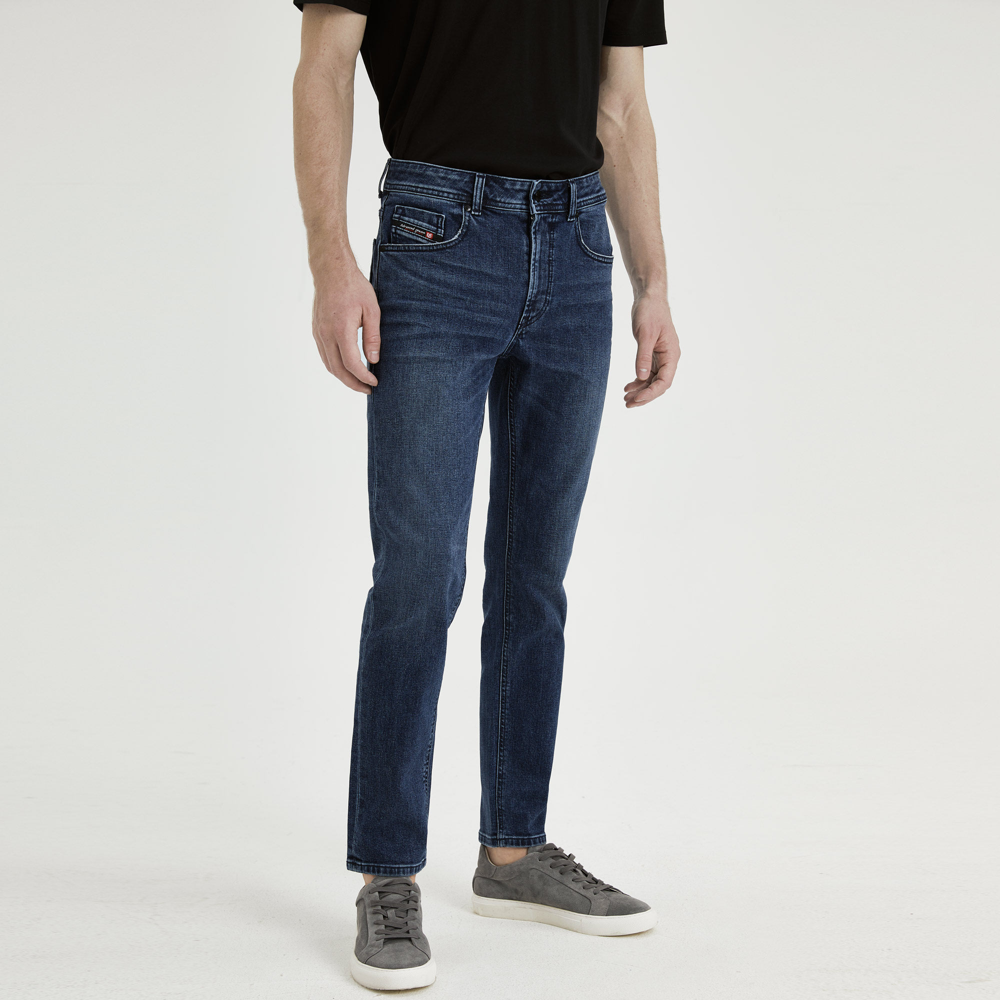 基础款牛仔裤男春秋季修身微弹力中腰直筒牛仔休闲长裤子防皱耐磨,淘宝优惠券,粉丝福利购,淘宝优惠卷