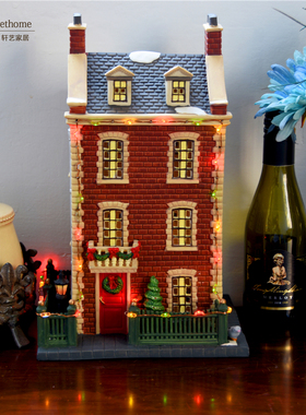 外单陶瓷摆件 房子造型小夜灯 城堡装饰摆设 欧式老货家居礼品