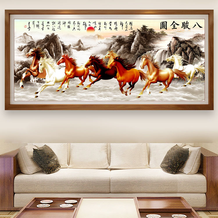 八骏全图十字绣八骏奔腾马到成功马到功成2021新款线绣马到成功秀