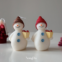 NongDa Korea Ins Wind Christmas Handmade Candle Cute Little Snowman Creative Soybean Candle Atmosphere Sensation Props