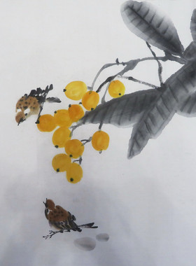 手绘大写意花鸟画国画客厅装饰挂画无款画芯三尺斗方特价HH531221