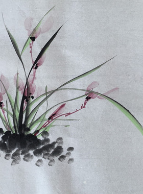 小品兰花蝴蝶画君子图手绘花鸟画