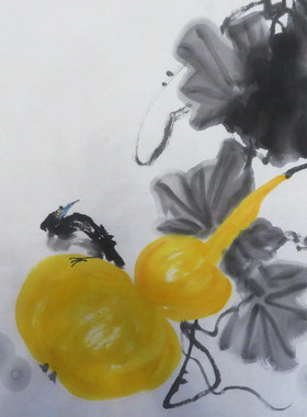 手绘大写意花鸟画国画客厅装饰挂画无款画芯三尺斗方特价HH531202