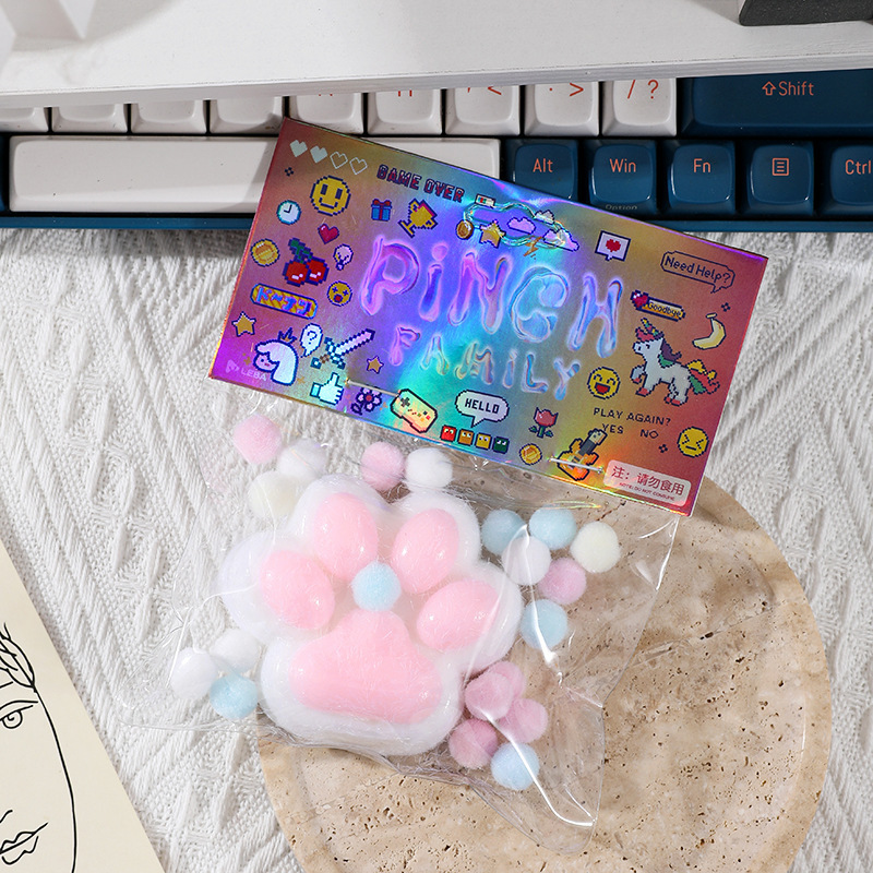 猫爪捏捏乐植绒超软捏捏乐解压神器高颜值捏捏慢回弹网红减压玩具 - 图0