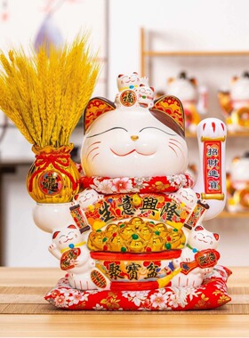 大号招财猫批发摇手招财猫摆件发财猫店铺前台收银台家居开业送礼