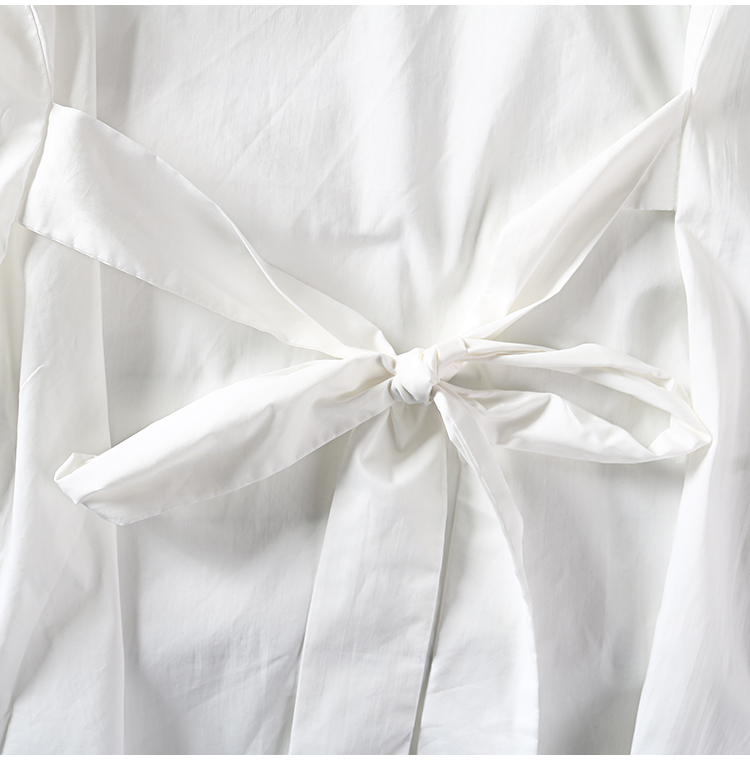 陌上商场同款白色连衣裙女2024春装新款设计感系带蝴蝶结长袖短裙 - 图1