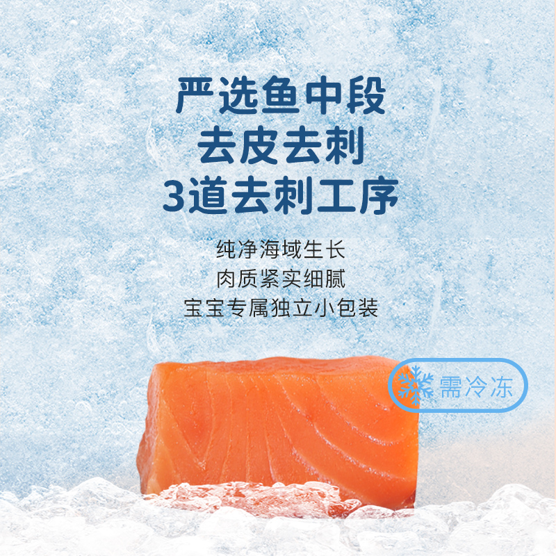 橡果生鲜海鲜大西洋真鳕鱼三文鱼小包250g*3送宝宝婴儿辅食谱
