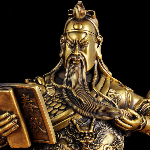 黄铜看书关公摆件铜像读书关羽佛像武财神爷关帝圣君招财工艺品 - 图2