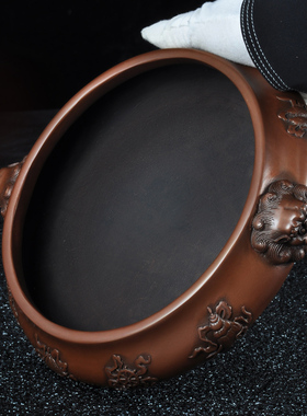 紫铜狮首八宝水盂茶洗家用紫铜