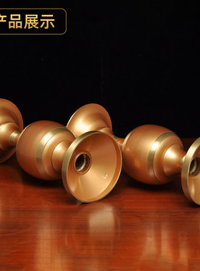 黄铜珍珠红天球光身烛台一对中式蜡烛台家用佛堂敬神供佛蜡烛台