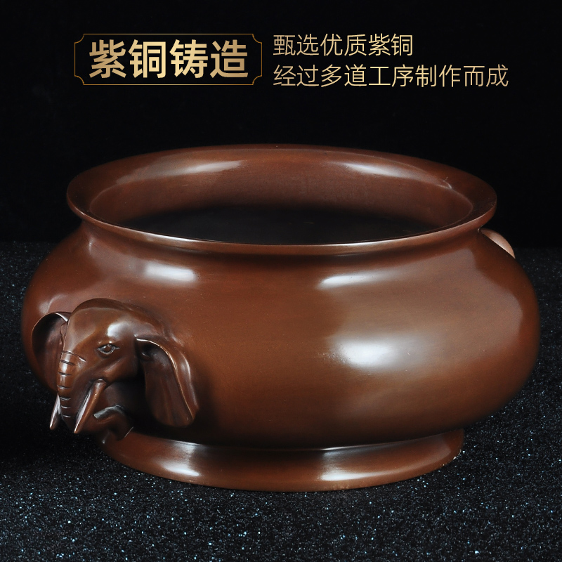 紫铜象耳有底香炉摆件线香炉插香炉家用室内寺庙佛堂供奉佛具用品