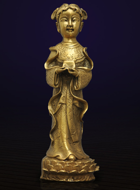 黄铜摆件善财童子佛堂工艺品