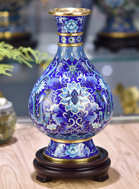 李荣魁大师景泰蓝10寸蟠龙瓶摆件