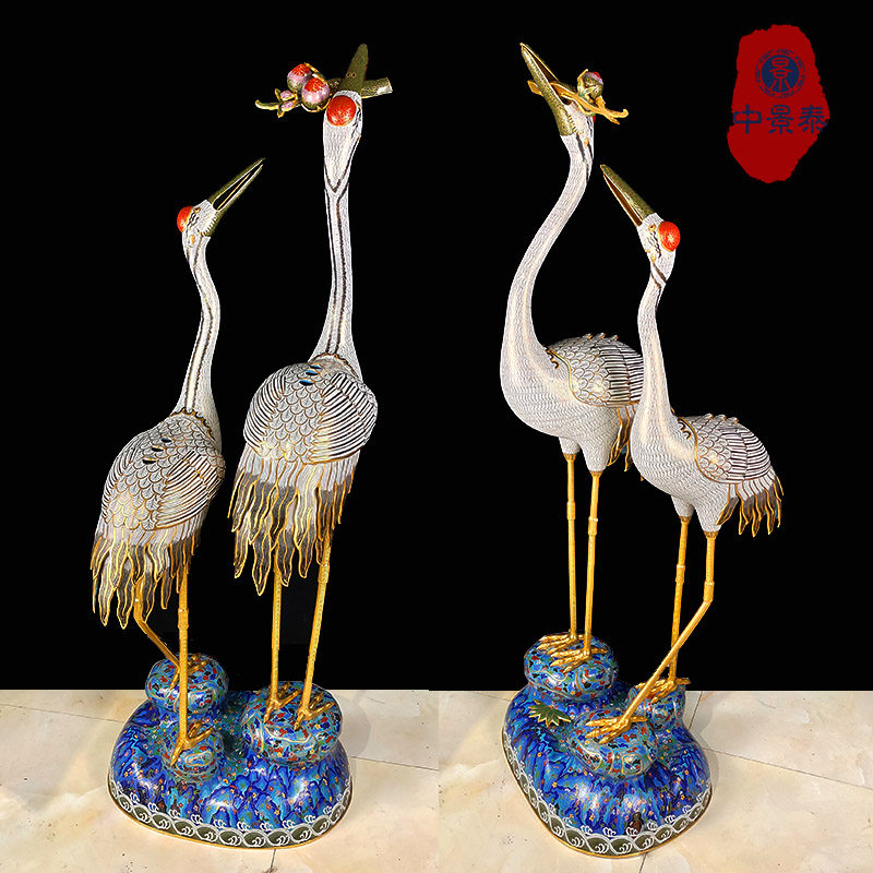 中景泰非遗北京珐琅景泰蓝御制仙鹤熏香炉宫廷风紫铜高温珐琅摆件,淘宝优惠券,粉丝福利购,淘宝优惠卷