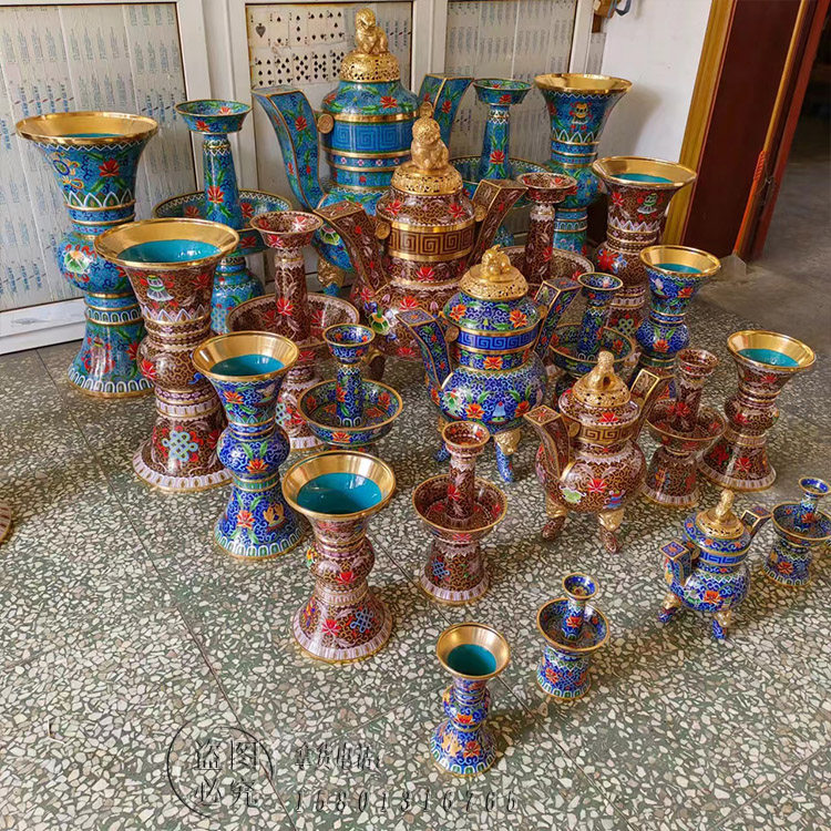 北京珐琅景泰蓝五供大香炉纯手工铜胎掐丝珐琅佛具15寸20寸摆件,淘宝优惠券,粉丝福利购,淘宝优惠卷