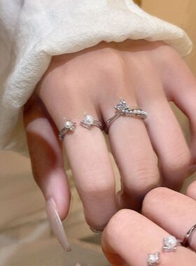 戒指指环高级感可珍珠戒开口调节