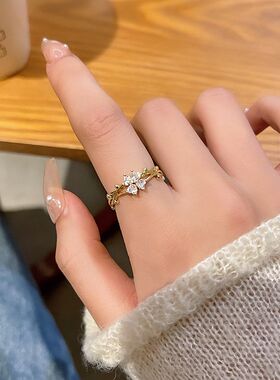 戒指手饰锆石时尚新款设计感藤蔓