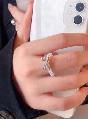 饰品韩系蝴蝶结百搭珍珠串珠高级