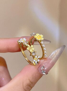 可女森系潮调节珍珠高级感戒小众