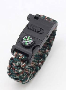 户外伞绳打火石指南针防身手环