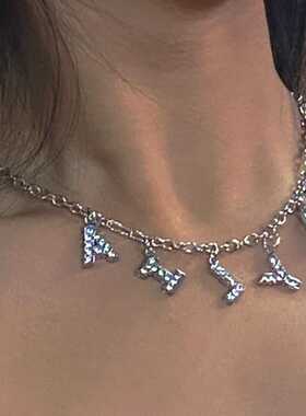 欧美网红同款可定镶钻超闪项链