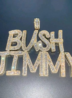 可定制梯方数字微镶男女锆石吊坠