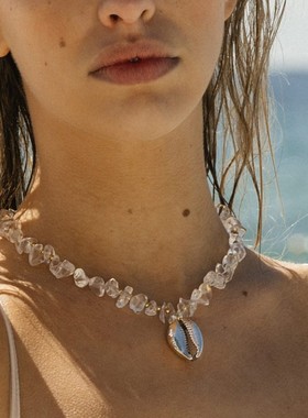 欧美跨境洗澡不用摘碎石锁骨链