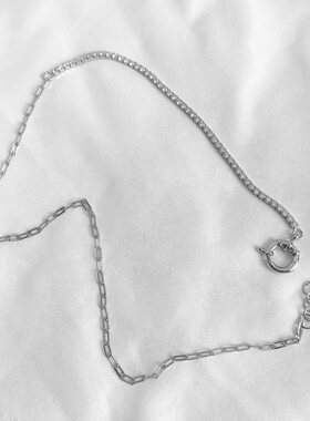 跨境饰品S925银项链女拼接排链条锁骨链时尚欧美风轻奢小众ins风