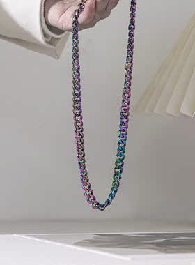 欧美潮流时尚炫彩钛钢项链 嘻哈 chell酷潮个性不掉色配饰男