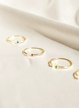 【现货】不锈钢26字母开口戒指立体字母爱心开口指环不锈钢可调节