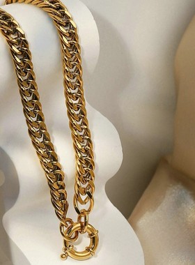欧美INS网红款10mm款密实连链颈链18K镀金316L不锈钢饰品颈链女用
