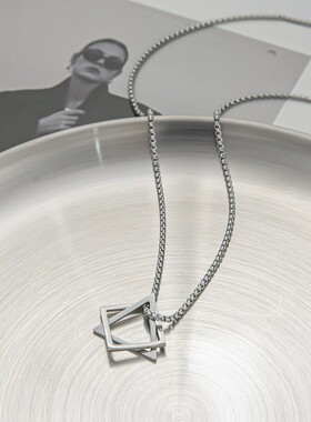 欧美几何男潮ins配饰挂坠嘻哈项链男生简约潮牌百搭挂件饰品吊坠