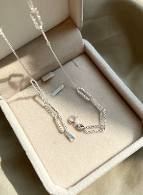 欧美2024新款S925纯银项链女ins简约冷淡风 新款互扣锁骨链