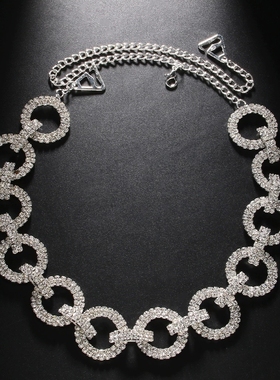 亚马逊跨境新款水钻圆形肩链欧美流行简约时尚性感文胸礼服配饰女