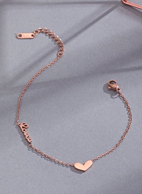 跨境简约爱心手链女欧美 INS小众设计LOVE高级感百搭钛钢手链饰品