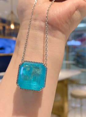 蓝色耳钉高碳钻吊坠仿真碧玺