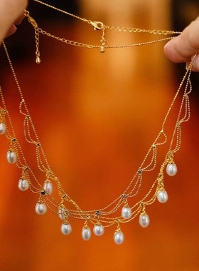 天然淡水珍珠项链蜜蜡金桂款颈链