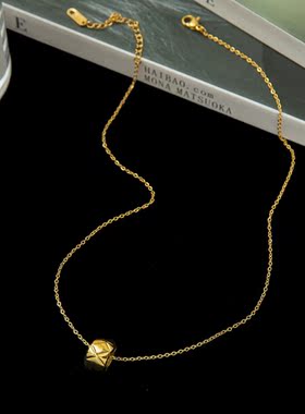 欧美K金色复古项链女ins潮流网红气质简约新款路路通冷淡风锁骨链