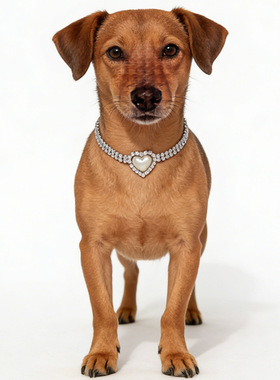 欧美跨境爱心人造珍珠宠物项圈跨境时尚水钻猫狗项链礼物necklace