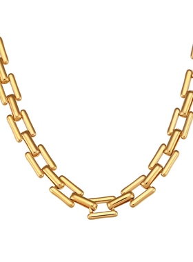 欧美ins摩登小众潮流简约项饰手链饰品 不锈钢复古多米诺链条项链