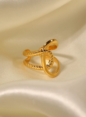 小众设计ins冷淡风镀金钛钢戒指女摩登简约高级感潮流不锈钢戒指