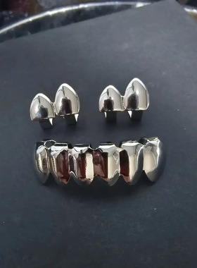 欧美Grillz双光面金牙套三件套嘻哈HIPHOP万圣节舞台假牙道具饰品