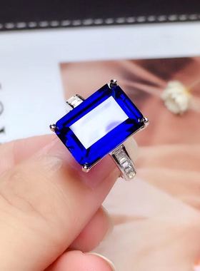 奢华大气风活口可调节蓝宝石戒指